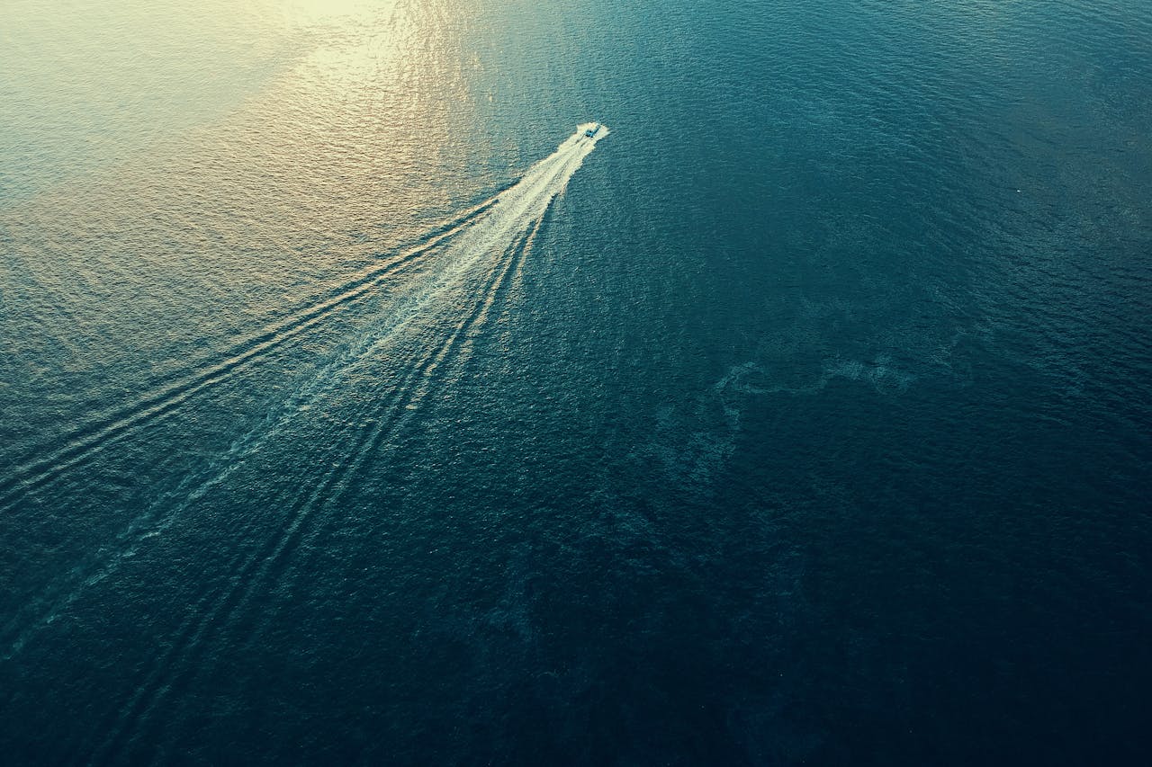 Aerial Photography of Boat on Calm Sea
